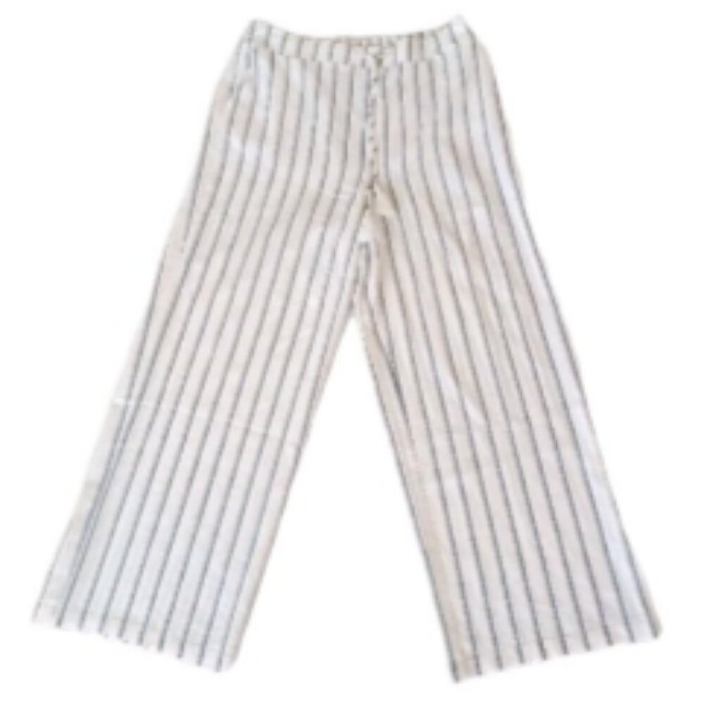 NWT Ellen Tracy High Rise Linen Blend Wide Leg Pant Drawstring Tassel‎ Pockets L - Picture 8 of 17